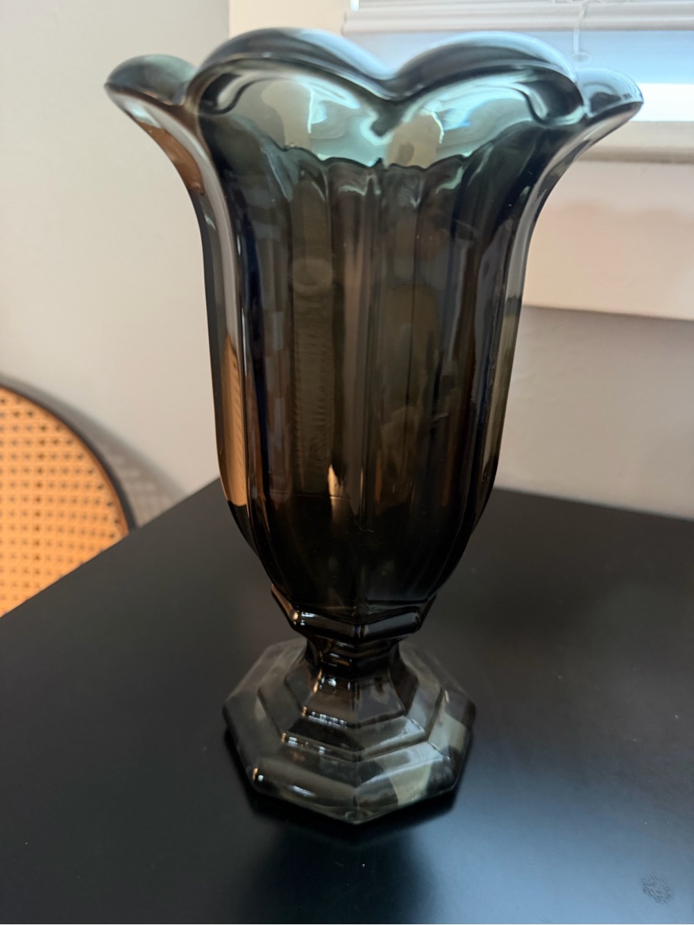 Dark Green Fluted Glass Vase - Home Accents